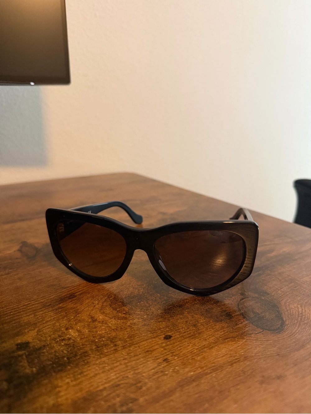 Balenciaga Black Cat-Eye Sunglasses with Brown Lenses
